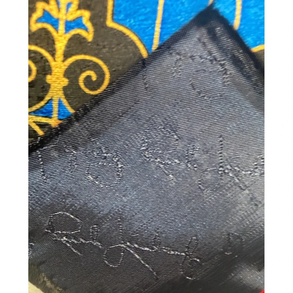 VTG Rush Limbaugh Tie‎ Gold Red Black Blue Silk USA Made 90s Gothic Scroll